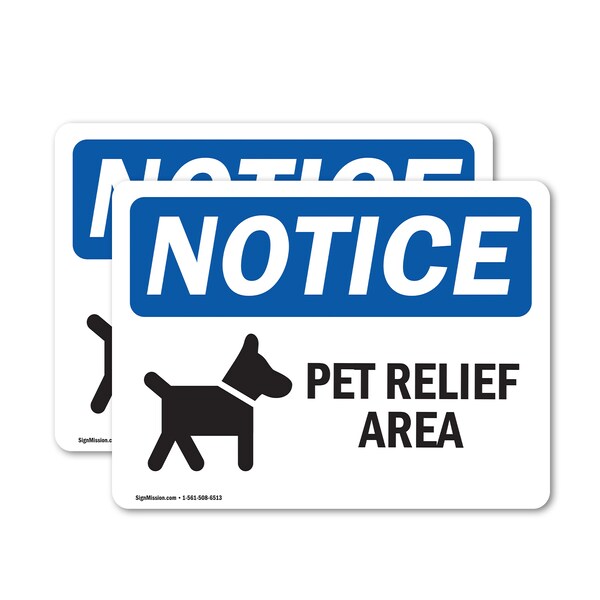 Signmission Pet Relief Area Sign With Symbol, 18 in W x Rectangle, Vinyl Decal OS-2PACK-NS-D-1218-L-17246 - main